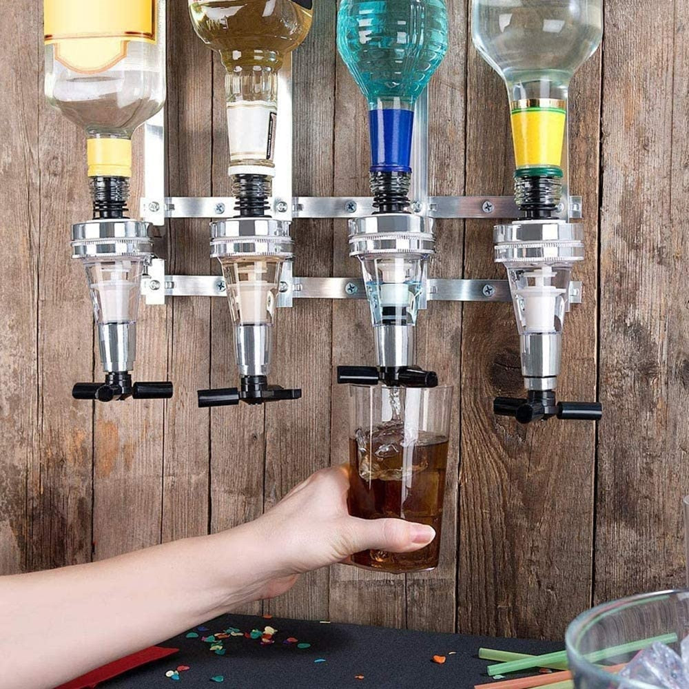 Wall-Mounted 4 Bottles Liquor Dispenser